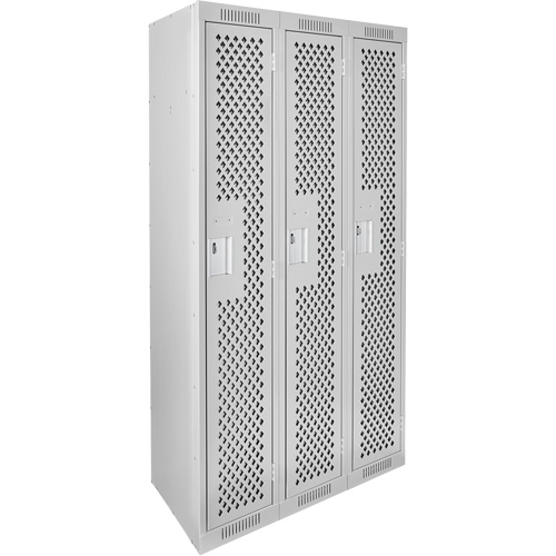 Casiers Clean Line, Bloc de 3, 36" x 15" x 72", Acier, Gris, Rivet (assembl&eacute;), Perfor&eacute; MAS Chibougamau