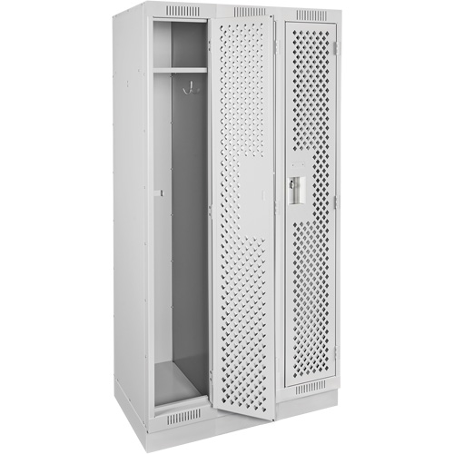 Clean Line Lockers, Bank of 3, 36" x 15" x 76", Steel, Grey, Rivet (Assembled), Perforated MAS Chibougamau