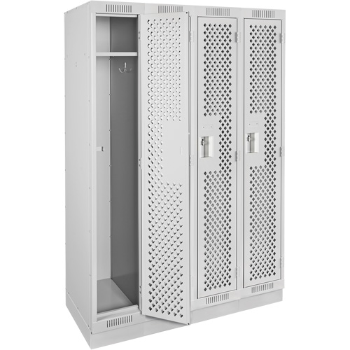Clean Line Lockers, Bank of 4, 48" x 15" x 76", Steel, Grey, Rivet (Assembled), Perforated MAS Chibougamau