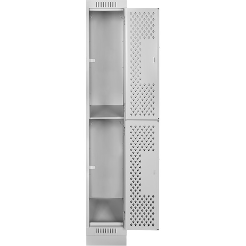 Casiers Clean Line, 2 niveaux, 12" x 15" x 76", Acier, Gris, Rivet (assembl&eacute;), Perfor&eacute; MAS Chibougamau