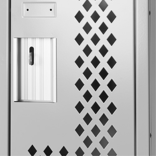 Clean Line Lockers, 2 -tier, 12" x 15" x 82", Steel, Grey, Rivet (Assembled), Perforated MAS Chibougamau