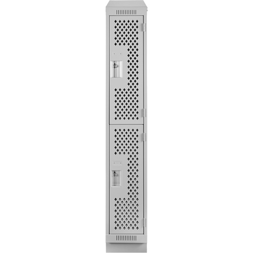 Clean Line Lockers, 2 -tier, 12" x 15" x 82", Steel, Grey, Rivet (Assembled), Perforated MAS Chibougamau