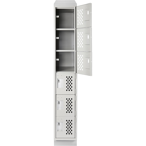 Assembled Lockerettes Clean Line Perforated Economy Lockers, 6 -tier, 18" x 72" x 12", Steel MAS Chibougamau