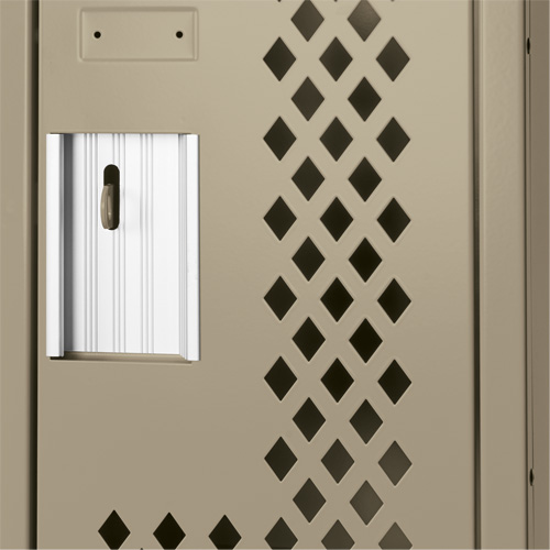 Clean Line Lockers, 2 -tier, Bank of 3, 36" x 15" x 82", Steel, Beige, Rivet (Assembled), Perforated MAS Chibougamau