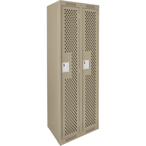 Clean Line Lockers, Bank of 2, 24" x 15" x 72", Steel, Beige, Rivet (Assembled), Perforated MAS Chibougamau