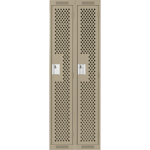 Clean Line Lockers, Bank of 2, 24" x 15" x 72", Steel, Beige, Rivet (Assembled), Perforated MAS Chibougamau