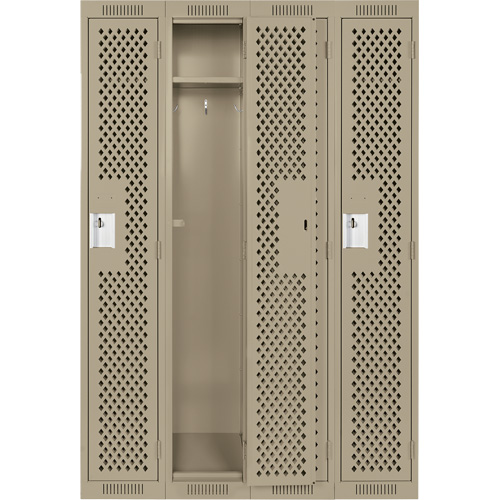 Clean Line Lockers, Bank of 4, 48" x 15" x 72", Steel, Beige, Rivet (Assembled), Perforated MAS Chibougamau