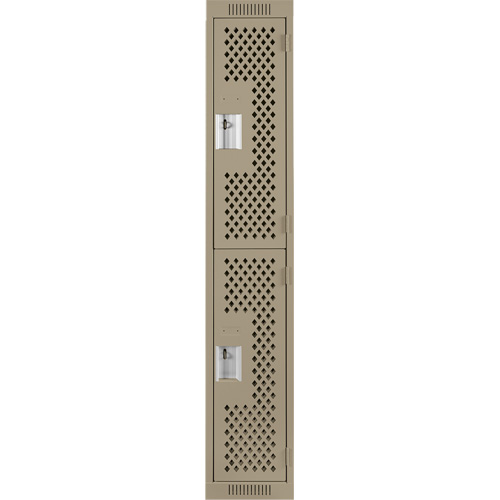 Casiers Clean Line, 2 niveaux, 12" x 15" x 72", Acier, Beige, Rivet (assembl&eacute;), Perfor&eacute; MAS Chibougamau