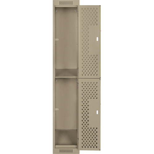 Casiers Clean Line, 2 niveaux, 12" x 15" x 72", Acier, Beige, Rivet (assembl&eacute;), Perfor&eacute; MAS Chibougamau