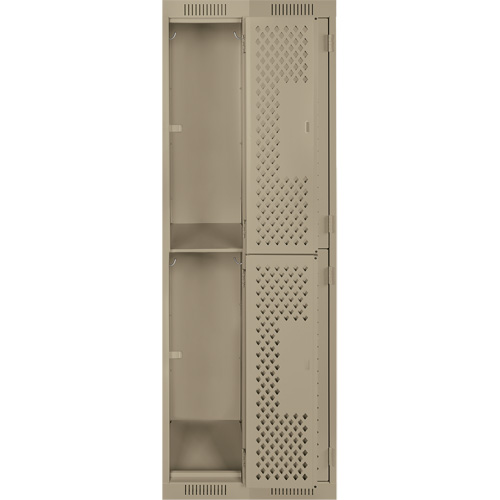 Clean Line Lockers, 2 -tier, Bank of 2, 24" x 15" x 72", Steel, Beige, Rivet (Assembled), Perforated MAS Chibougamau