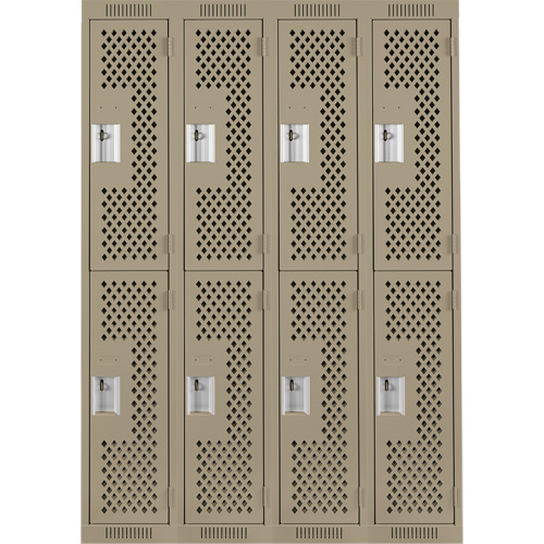 Casiers Clean Line, 2 niveaux, Bloc de 4, 48" x 15" x 72", Acier, Beige, Rivet (assembl&eacute;), Perfor&eacute; MAS Chibougamau
