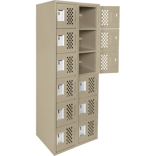 Assembled Lockerettes Clean Line Perforated Economy Lockers, 6 -tier, Bank of 2, 18" x 72" x 12", Steel MAS Chibougamau