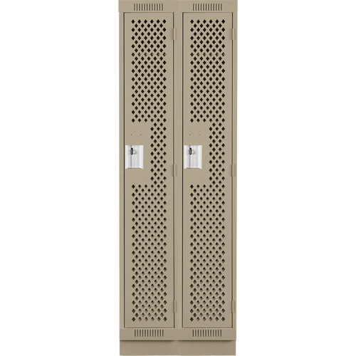 Clean Line Lockers, Bank of 2, 24" x 15" x 76", Steel, Beige, Rivet (Assembled), Perforated MAS Chibougamau