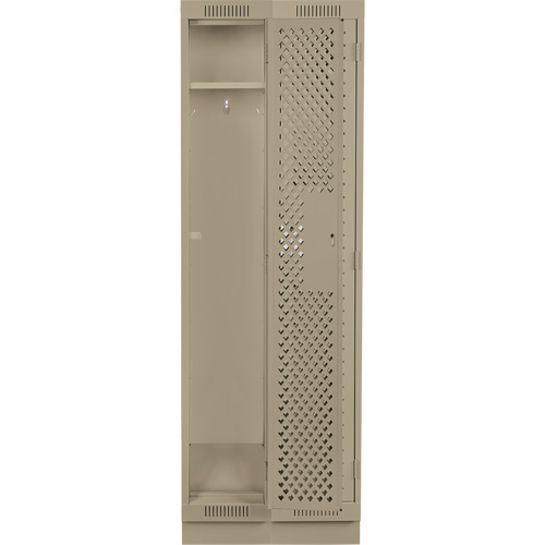 Clean Line Lockers, Bank of 2, 24" x 15" x 76", Steel, Beige, Rivet (Assembled), Perforated MAS Chibougamau