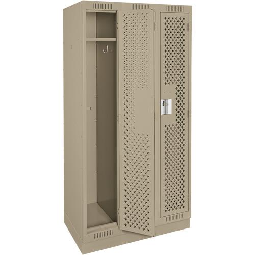 Clean Line Lockers, Bank of 3, 36" x 15" x 76", Steel, Beige, Rivet (Assembled), Perforated MAS Chibougamau