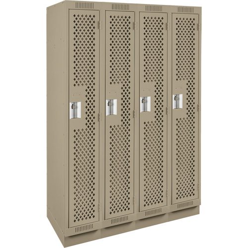 Clean Line Lockers, Bank of 4, 48" x 15" x 76", Steel, Beige, Rivet (Assembled), Perforated MAS Chibougamau