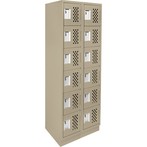 Assembled Lockerettes Clean Line Perforated Economy Lockers, 6 -tier, Bank of 2, 18" x 72" x 12", Steel MAS Chibougamau