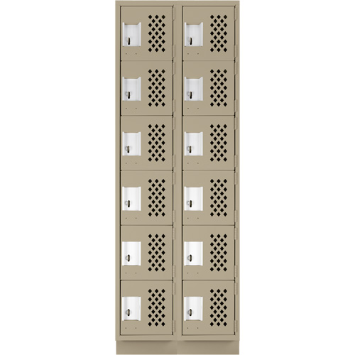 Assembled Lockerettes Clean Line Perforated Economy Lockers, 6 -tier, Bank of 2, 18" x 72" x 12", Steel MAS Chibougamau