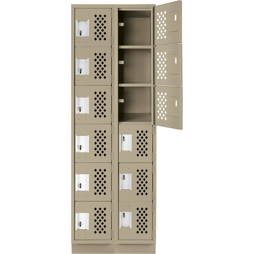 Assembled Lockerettes Clean Line Perforated Economy Lockers, 6 -tier, Bank of 2, 18" x 72" x 12", Steel MAS Chibougamau