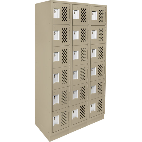 Assembled Lockerettes Clean Line Perforated Economy Lockers, 6 -tier, Bank of 3, 18" x 72" x 12", Steel MAS Chibougamau