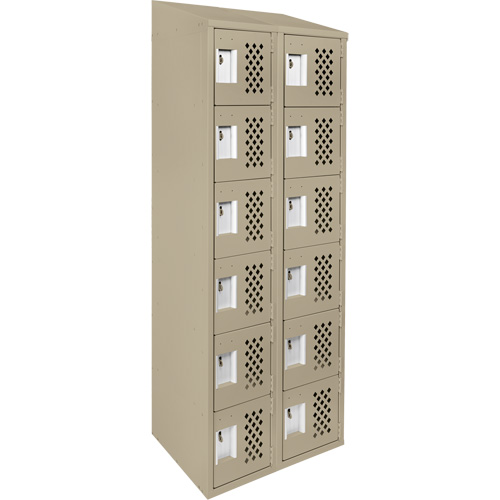 Assembled Lockerettes Clean Line Perforated Economy Lockers, 6 -tier, Bank of 2, 18" x 72" x 12", Steel MAS Chibougamau