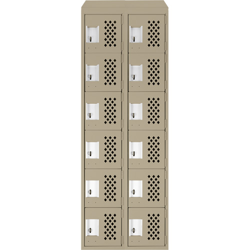 Assembled Lockerettes Clean Line Perforated Economy Lockers, 6 -tier, Bank of 2, 18" x 72" x 12", Steel MAS Chibougamau