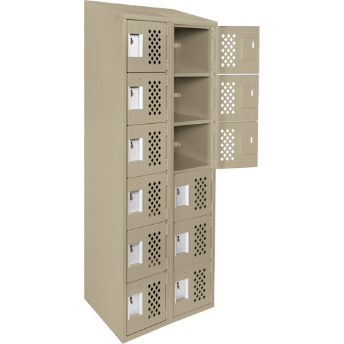 Assembled Lockerettes Clean Line Perforated Economy Lockers, 6 -tier, Bank of 2, 18" x 72" x 12", Steel MAS Chibougamau