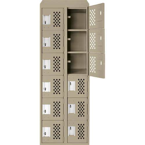 Assembled Lockerettes Clean Line Perforated Economy Lockers, 6 -tier, Bank of 2, 18" x 72" x 12", Steel MAS Chibougamau