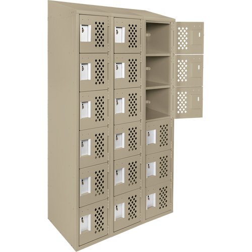 Assembled Lockerettes Clean Line Perforated Economy Lockers, 6 -tier, Bank of 3, 18" x 72" x 12", Steel MAS Chibougamau
