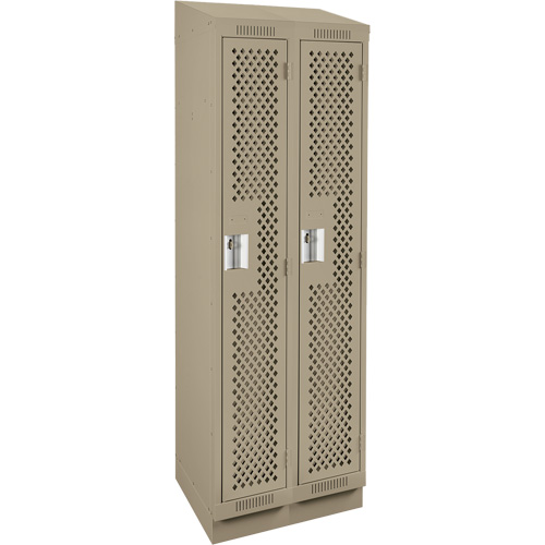 Clean Line Lockers, Bank of 2, 24" x 18" x 82", Steel, Beige, Rivet (Assembled), Perforated MAS Chibougamau