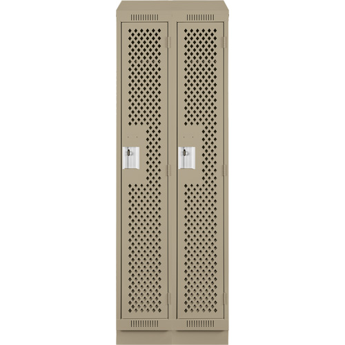 Clean Line Lockers, Bank of 2, 24" x 18" x 82", Steel, Beige, Rivet (Assembled), Perforated MAS Chibougamau
