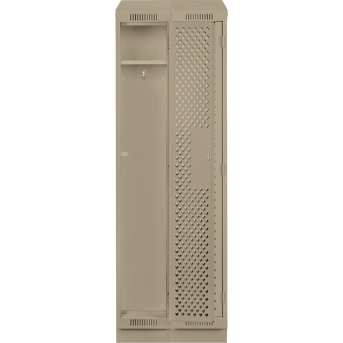 Clean Line Lockers, Bank of 2, 24" x 18" x 82", Steel, Beige, Rivet (Assembled), Perforated MAS Chibougamau