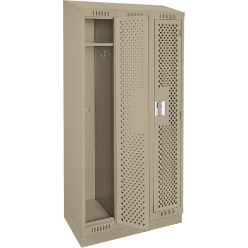 Clean Line Lockers, Bank of 3, 36" x 18" x 82", Steel, Beige, Rivet (Assembled), Perforated MAS Chibougamau