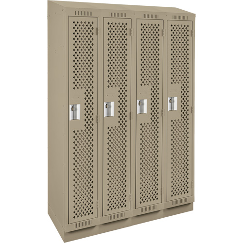 Clean Line Lockers, Bank of 4, 48" x 18" x 82", Steel, Beige, Rivet (Assembled), Perforated MAS Chibougamau