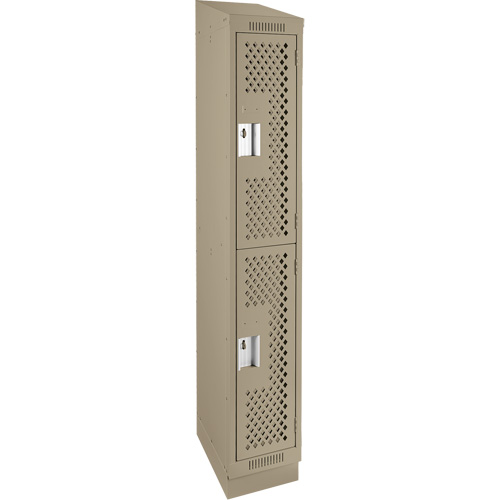 Clean Line Lockers, 2 -tier, 12" x 15" x 82", Steel, Beige, Rivet (Assembled), Perforated MAS Chibougamau
