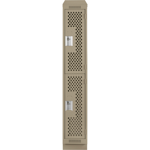 Clean Line Lockers, 2 -tier, 12" x 15" x 82", Steel, Beige, Rivet (Assembled), Perforated MAS Chibougamau