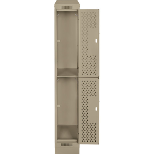 Clean Line Lockers, 2 -tier, 12" x 15" x 82", Steel, Beige, Rivet (Assembled), Perforated MAS Chibougamau