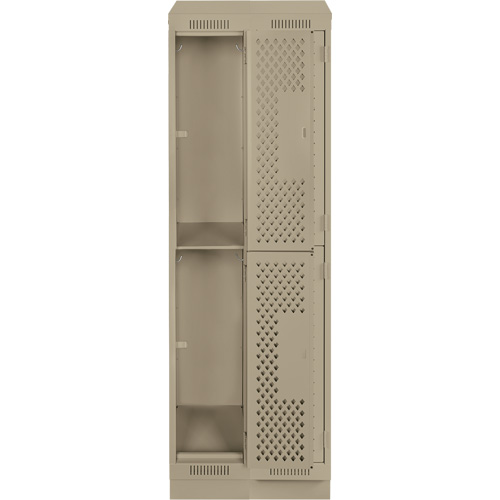Clean Line Lockers, 2 -tier, Bank of 2, 24" x 15" x 82", Steel, Beige, Rivet (Assembled), Perforated MAS Chibougamau
