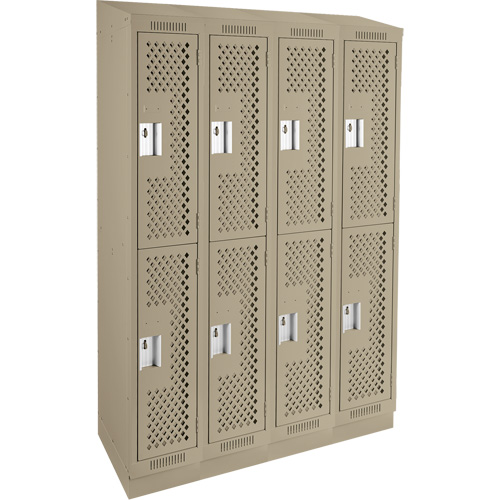 Clean Line Lockers, 2 -tier, Bank of 4, 48" x 15" x 82", Steel, Beige, Rivet (Assembled), Perforated MAS Chibougamau