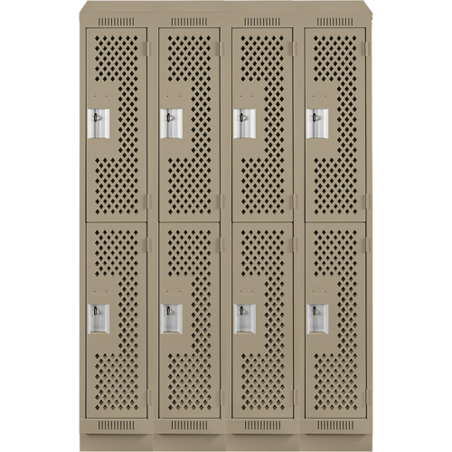 Clean Line Lockers, 2 -tier, Bank of 4, 48" x 15" x 82", Steel, Beige, Rivet (Assembled), Perforated MAS Chibougamau
