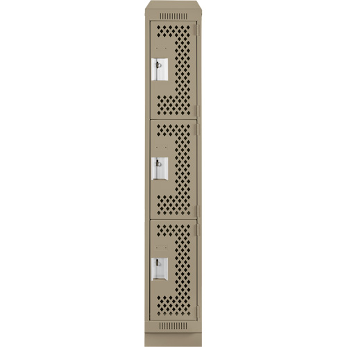 Casiers Clean Line, 3 niveaux, 12" x 12" x 82", Acier, Beige, Rivet (assembl&eacute;), Perfor&eacute; MAS Chibougamau