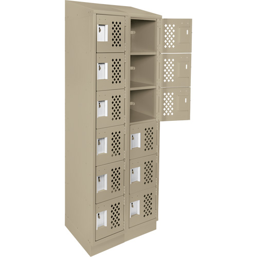 Petit casier perfor&eacute; Clean-Line, 6 niveaux, Bloc de 2, 15" x 72" x 12", Acier MAS Chibougamau