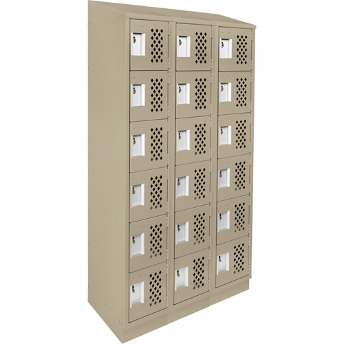 Clean-Line Perforated Lockerette, 6 -tier, Bank of 3, 15" x 72" x 12", Steel MAS Chibougamau