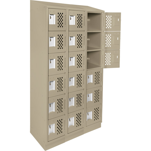 Clean-Line Perforated Lockerette, 6 -tier, Bank of 3, 15" x 72" x 12", Steel MAS Chibougamau