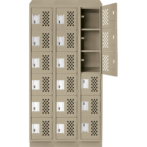 Clean-Line Perforated Lockerette, 6 -tier, Bank of 3, 15" x 72" x 12", Steel MAS Chibougamau