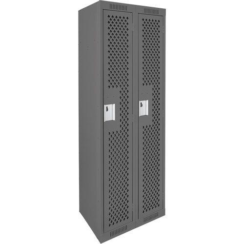 Clean Line Lockers, Bank of 2, 24" x 15" x 72", Steel, Charcoal, Rivet (Assembled), Perforated MAS Chibougamau