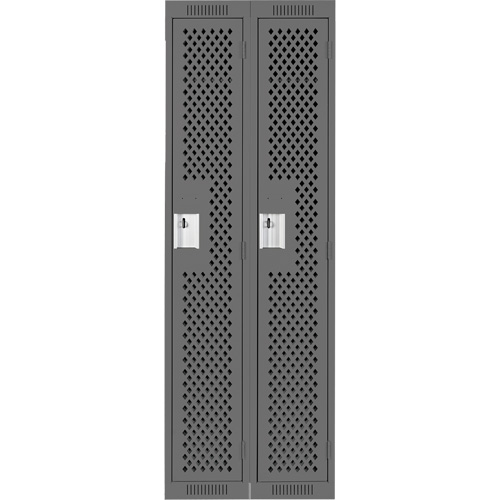 Clean Line Lockers, Bank of 2, 24" x 15" x 72", Steel, Charcoal, Rivet (Assembled), Perforated MAS Chibougamau