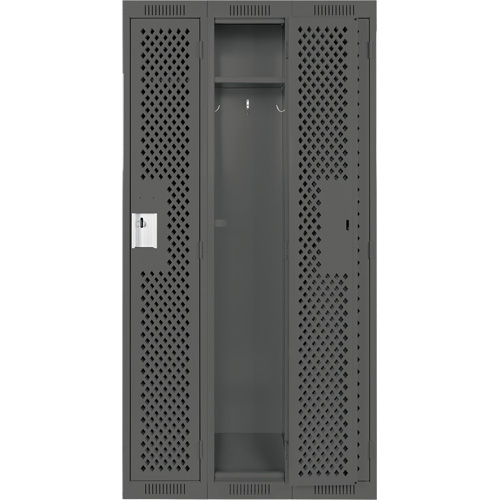 Clean Line Lockers, Bank of 3, 36" x 15" x 72", Steel, Charcoal, Rivet (Assembled), Perforated MAS Chibougamau