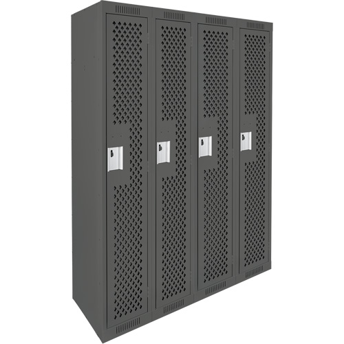 Clean Line Lockers, Bank of 4, 48" x 15" x 72", Steel, Charcoal, Rivet (Assembled), Perforated MAS Chibougamau