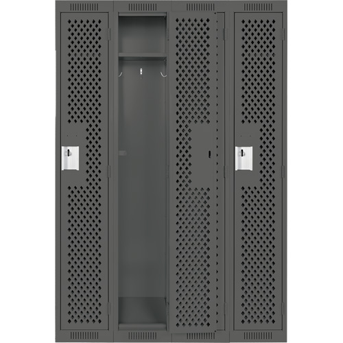 Clean Line Lockers, Bank of 4, 48" x 15" x 72", Steel, Charcoal, Rivet (Assembled), Perforated MAS Chibougamau